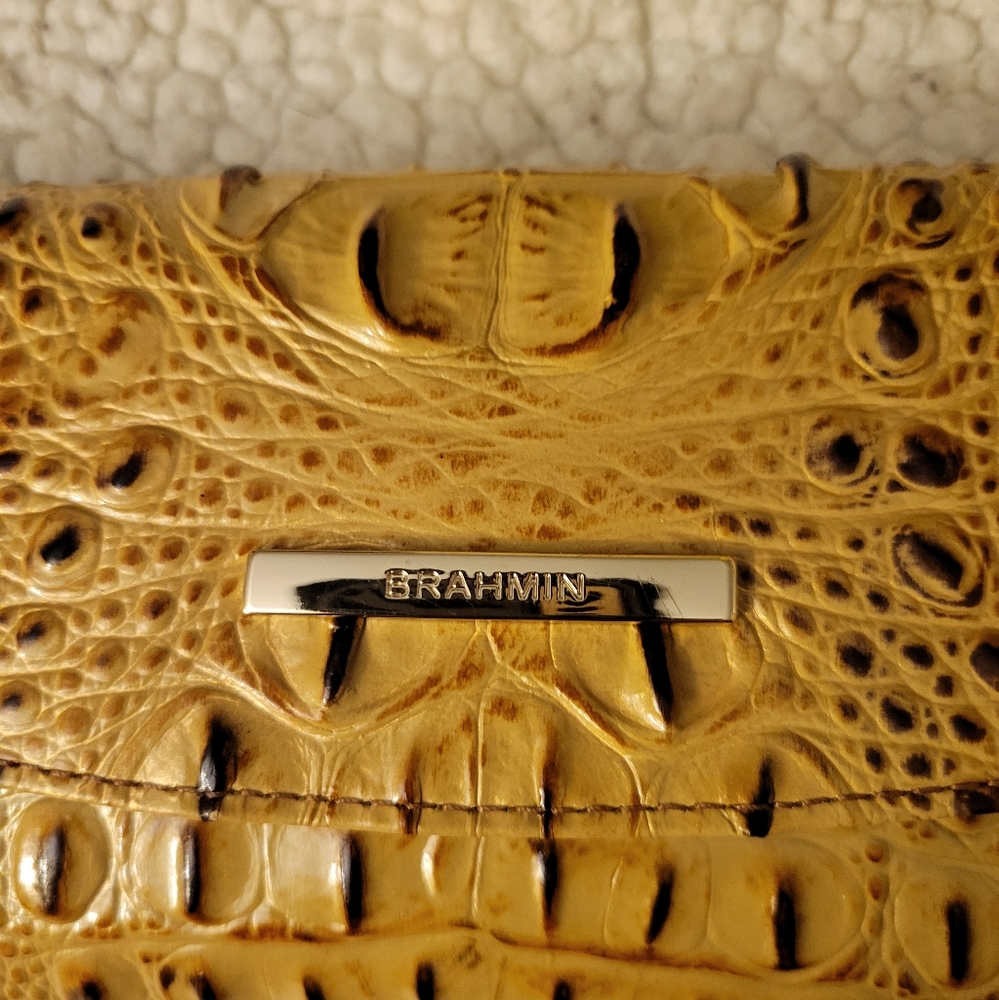 Authentic Brahmin tan checkbook wallet